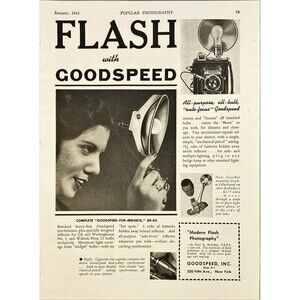 Goodspeed Synchronizer Flash "All-purpose, all Bulb Auto-focus"  Print Ad 1941